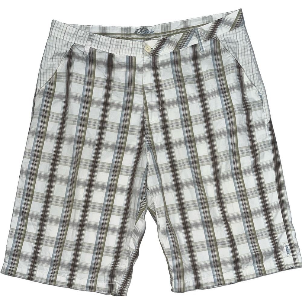 Vintage Kirra Men's Plaid Surf Short Flat Front Casual Fit Size 38